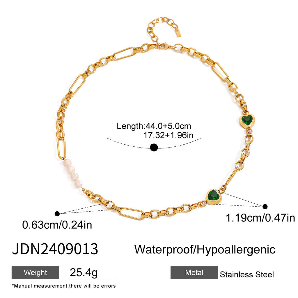 Stainless Steel Love Necklace Pearl Bracelet Collarbone Chain Jewelry