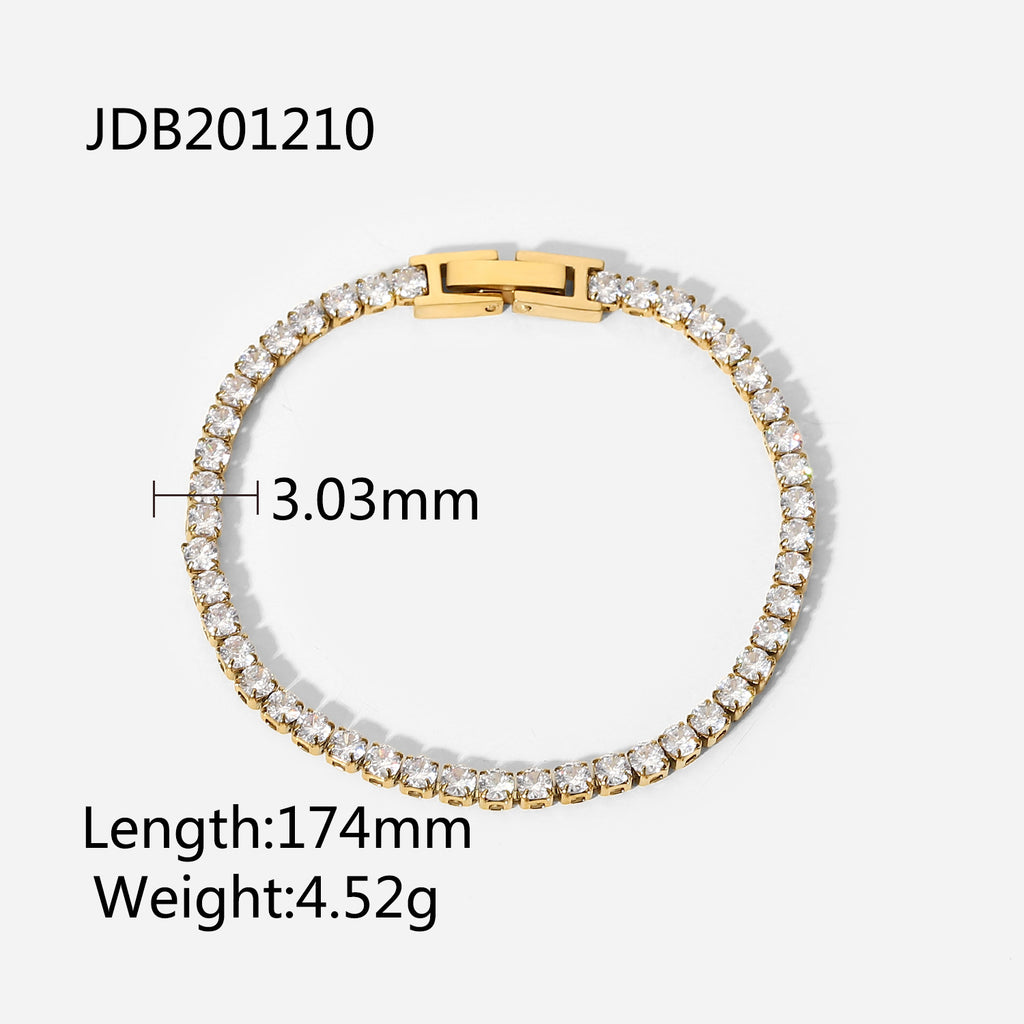 New Fashion14K Gold Inlaid Full Zircon Stainless Steel Bracelet for Women Vintage Bracelet