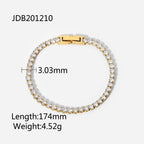 New Fashion14K Gold Inlaid Full Zircon Stainless Steel Bracelet for Women Vintage Bracelet