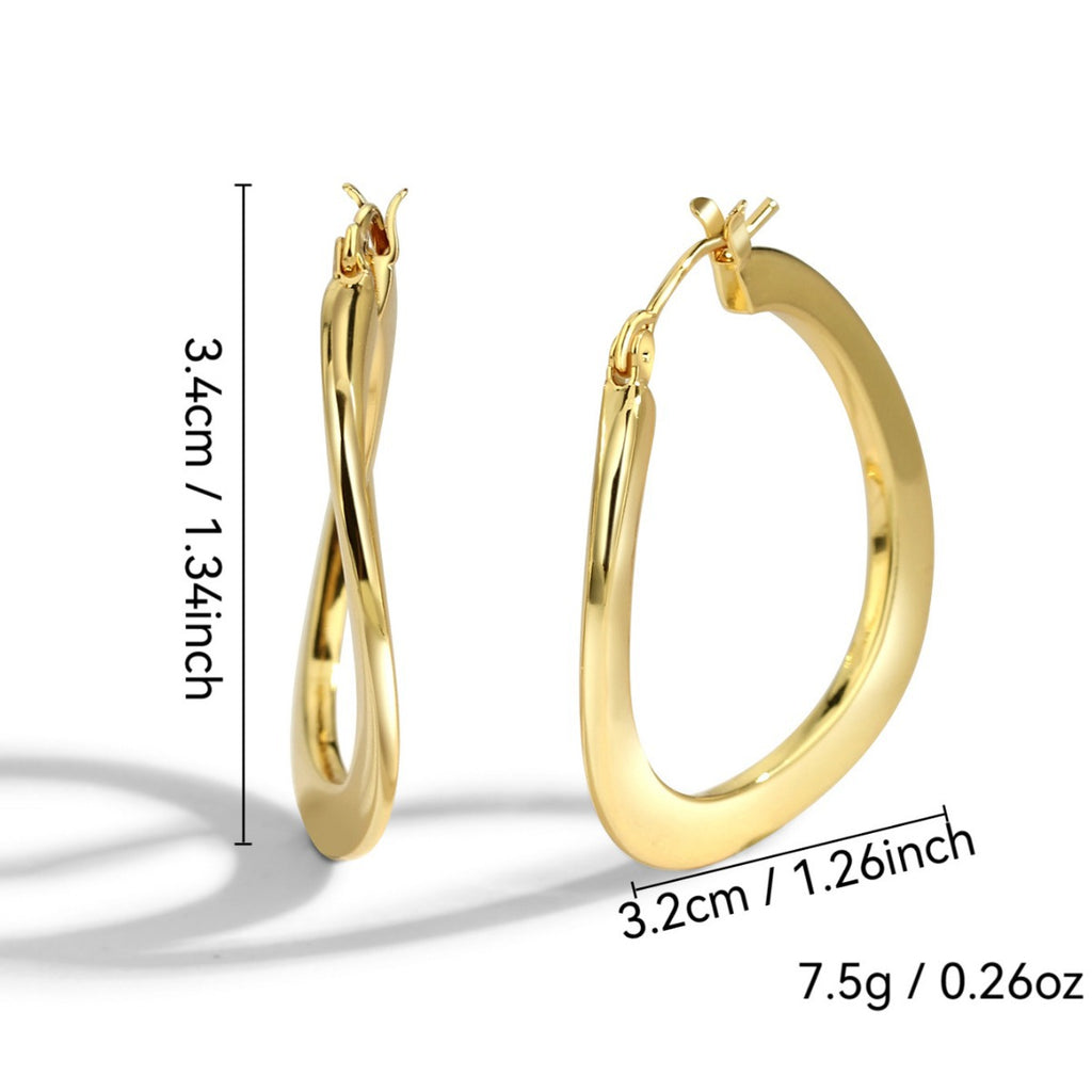 E0211 Fashion gold Metal Twist Hoop Earrings for Women Classic Hoop Irregular Hoop Earrings