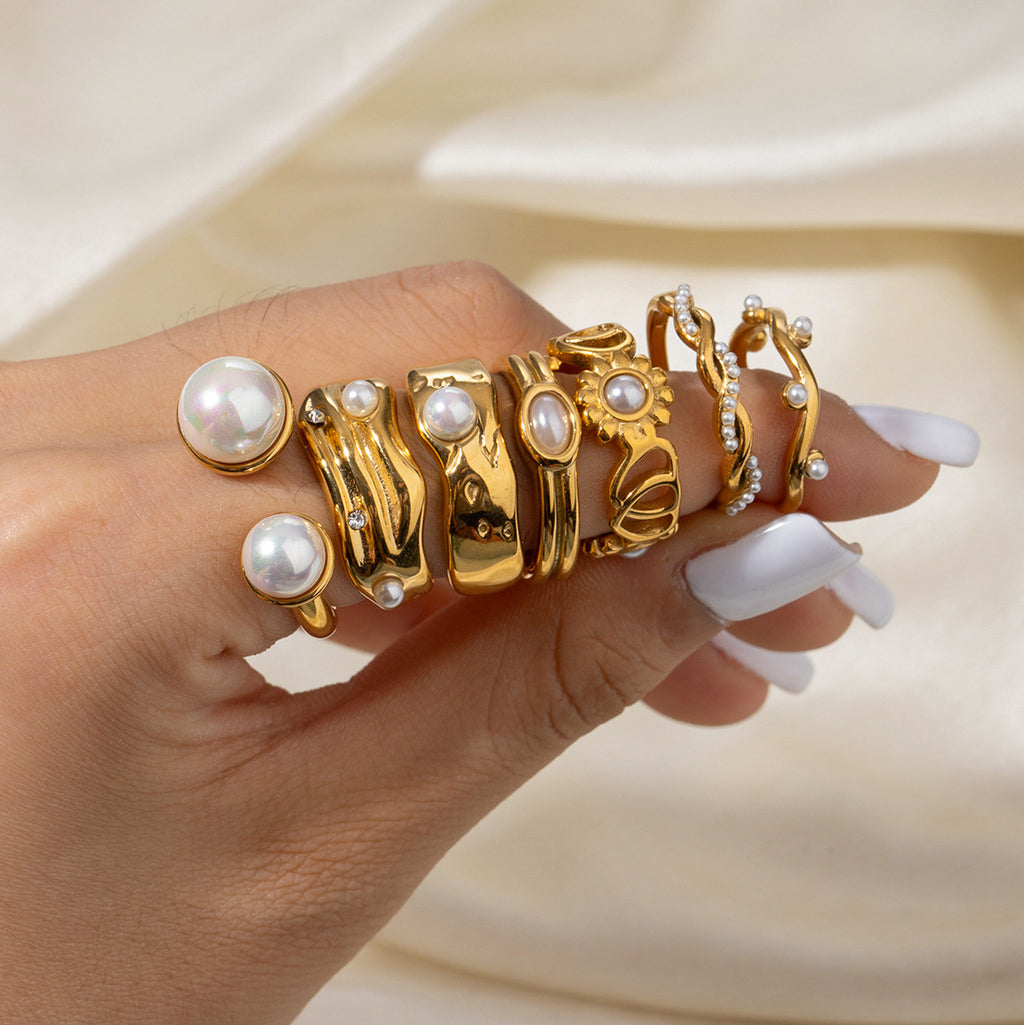 2H Stainless Steel Pearl Ring Ring Jewelry Does Not Fade rings