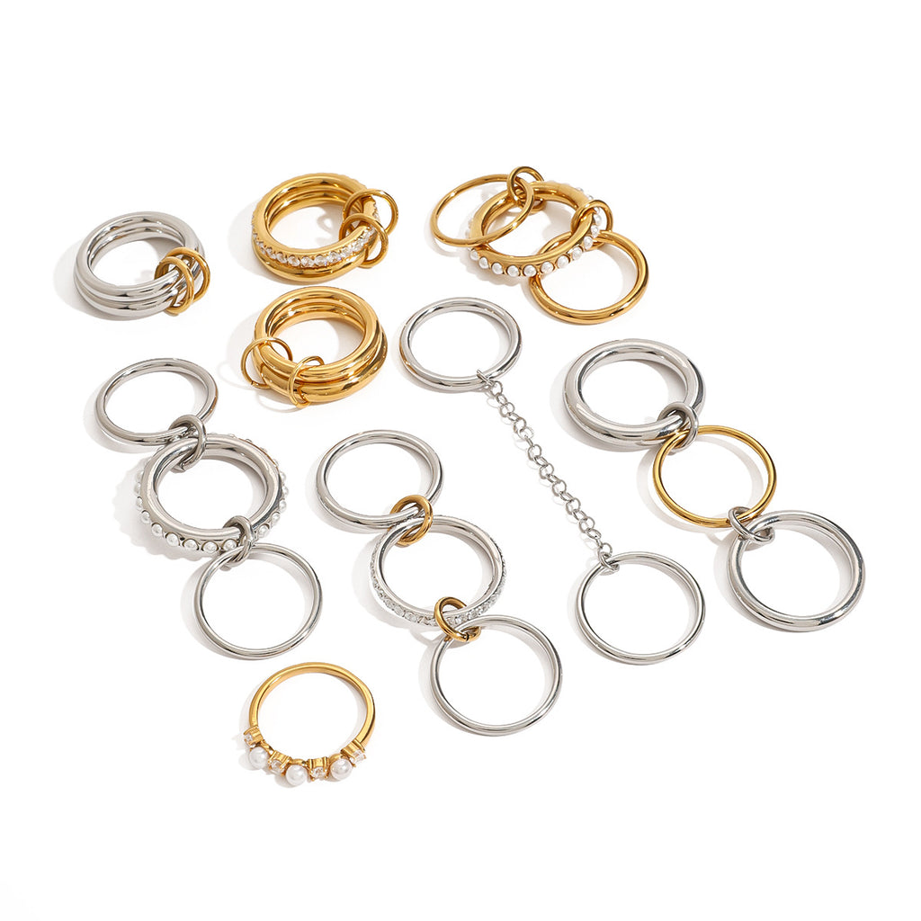 Stackable Pearl Rings Non-Fading Jewelry Stainless Steel