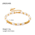 18K Gold-Plated Stainless Steel Glass Pearl Bead Bracelet — jewelry construction