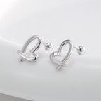 SE0160 S925Silver Plated White Gold Japanese and Korean Irregular Heart Smooth Earrings for Women