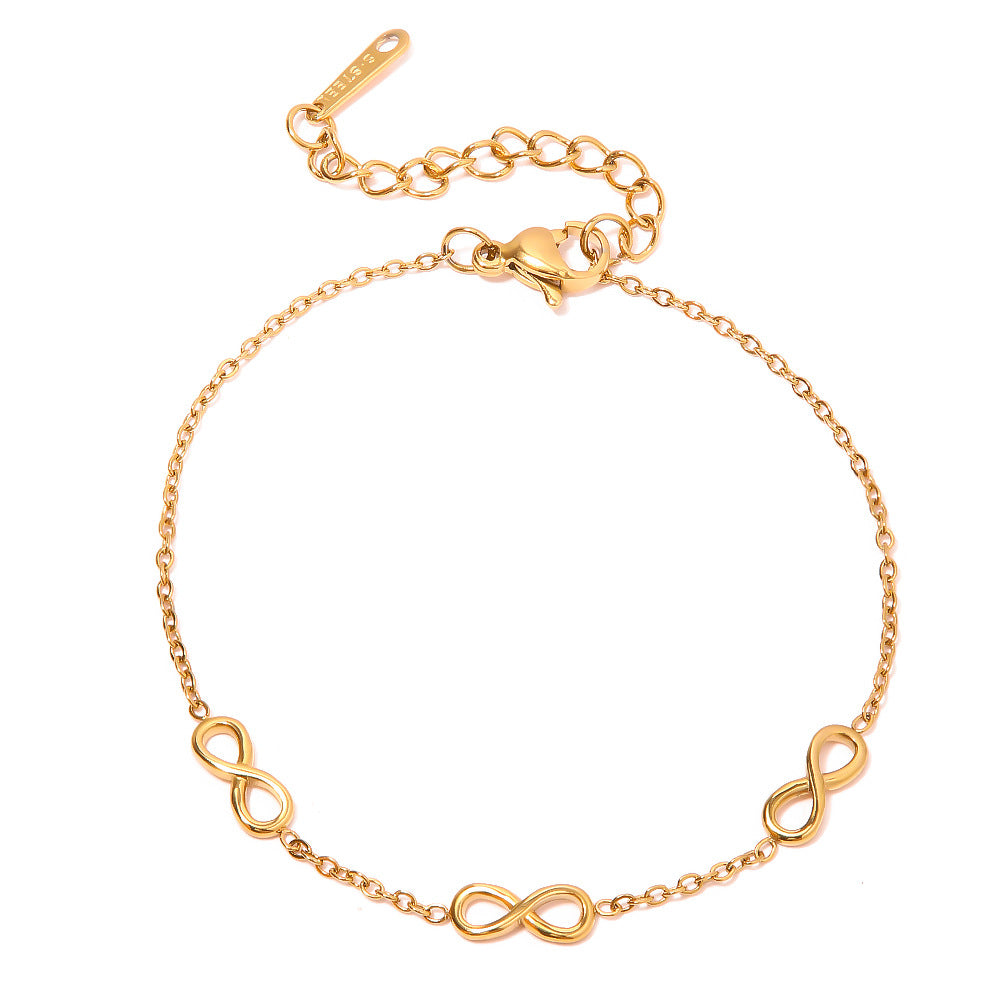 New Fashion Bracelet18K Gold-plated Infinity Symbol Fine Stainless Steel Bracelet Trendy Jewelry