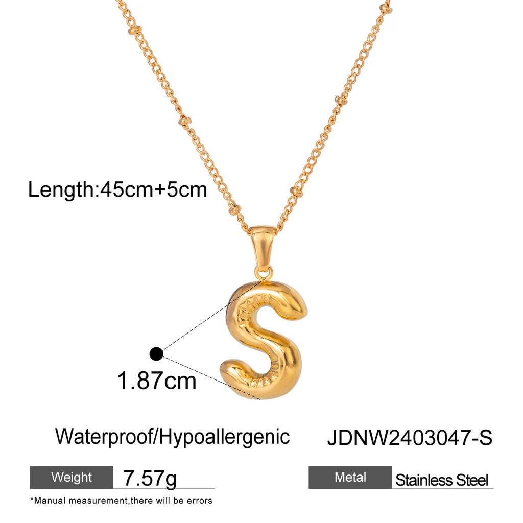 Stainless Steel Letter Necklace Pendant Necklace Jewelry Collarbone Chain