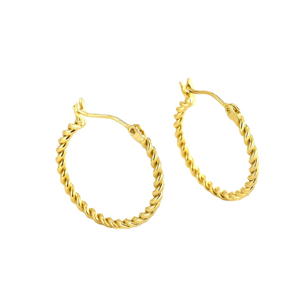 E0183Fashion Twisted Cable Braid18K Earrings for Women Simple Minimalist Style Hoop Jewelry