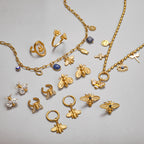 Stainless Steel Bee Earrings Ring Necklace Ring Non-Fading Bracelet