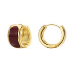 E0676 Vintage Wine Red Epoxy Earrings for Women Fashion Simple Design Ear Jewelry