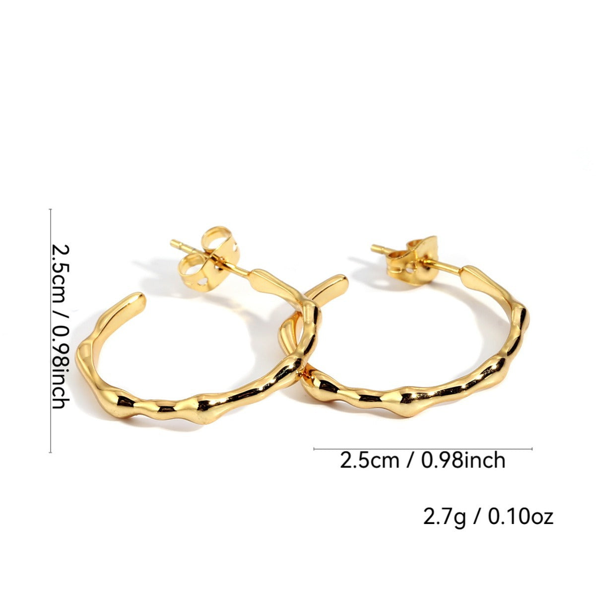 Ancient Style Exaggerated Hoop Earrings for Women Irregular Vintage Earrings 14K Gold-plated Smooth Earrings Jewelry