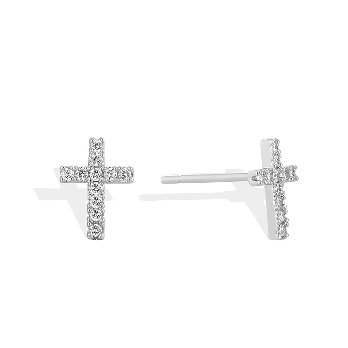 E0754 Retro Fashion Design Earrings for Women Hot Sale Cross Zirconia Stud Earrings