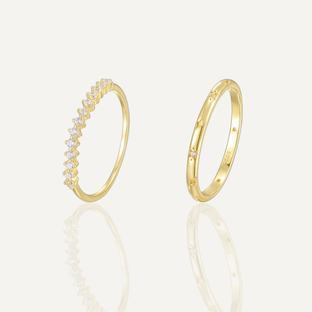 SR0051 S925Silver Minimalist Girl Retro Artistic Slim Couple Rings Inlaid with Zirconia