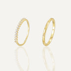 SR0051 S925Silver Minimalist Girl Retro Artistic Slim Couple Rings Inlaid with Zirconia