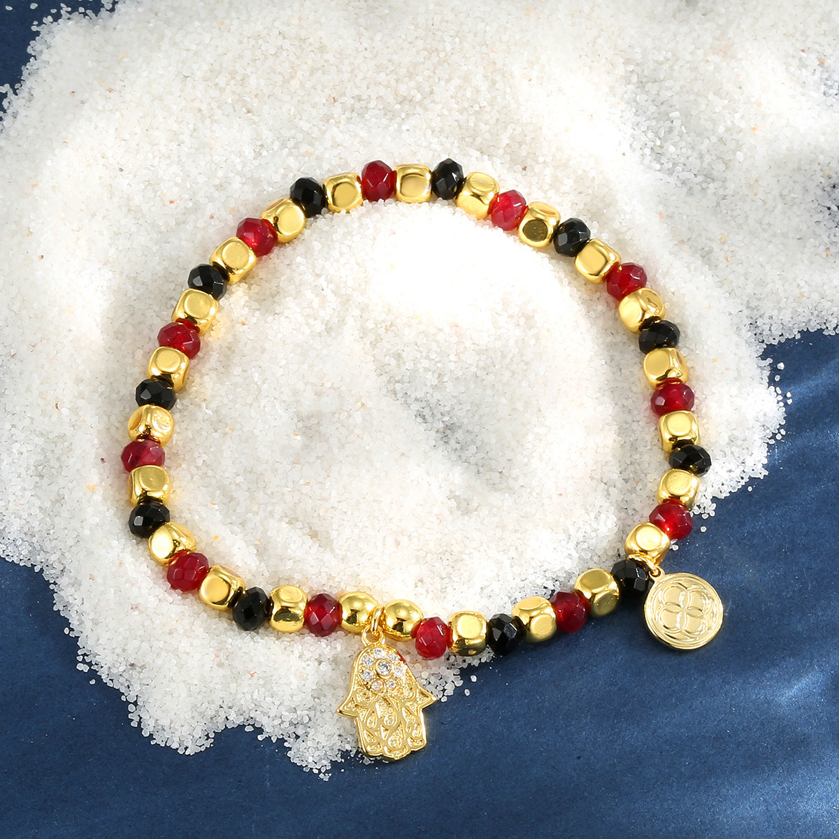 B0292 Bohemian Flower Inlaid Zircon Vintage Beaded Design Bracelet