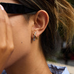 Stainless Steel Color Block Line Stud Earrings Non-Fading Ear Jewelry Ornament