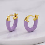 E0695 Korean Style Fashion Elegant Earrings for Women Purple Resin Cute Simple Hoop Earrings