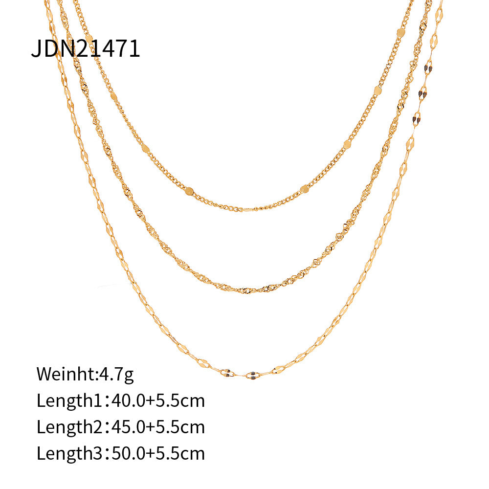 Three-layer Stacked Necklace Accessories for Women Collarbone Chain Stainless Steel Jewelry