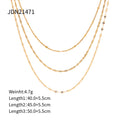 Modern Gold-Plated Stainless Steel Layered Necklace — front detail — jewelry finish and design detail