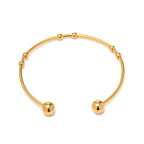 2025New Trendy Design Model18K Gold Stainless Steel Non-Fading Round Bead Open Bracelet Jewelry