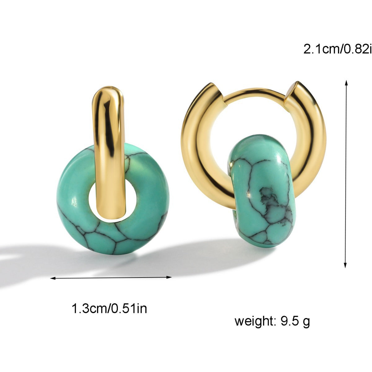 E0424 Vintage Trendy Synthetic Turquoise Earrings for Women Multicolor Stone Hong Kong Round Hoop Earrings