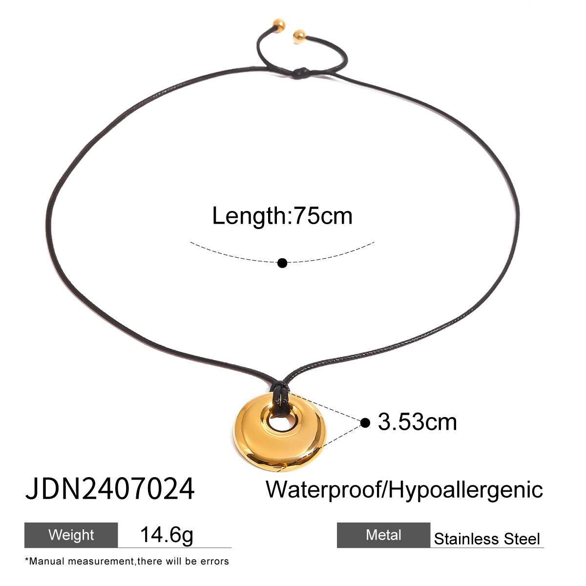 Black Rope Necklace Design Sense Collarbone Chain Non-Fading Stainless Steel Jewelry