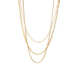 Vintage18K Gold-Plated Paperclip Box Chain Stainless Steel Chain Necklace Ring Three-Layer Necklace Jewelry