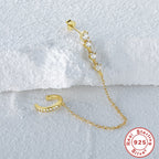 S925Sterling Silver Single Row Diamond-Studded Non-Pierced Ear Clips Tassel Single Diamond Stud Earrings Hot-Selling Earrings Jewelry