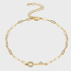 A0007 Accessories Hip-Hop Chain Key-Shaped Zircon Anklet for Women Modern Simple Adjustable Foot Jewelry