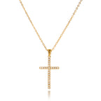 2H 18K Gold Cross Necklace Zircon Collarbone Chain Stainless Steel Jewelry for Women