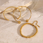 Stainless Steel Beaded Bracelet Open Bracelet18K gold Accessories