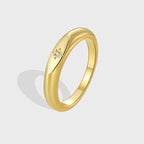 R0573 Fashion Simple Glossy Minimalist Unisex Ring Micro Pave White Zircon Versatile