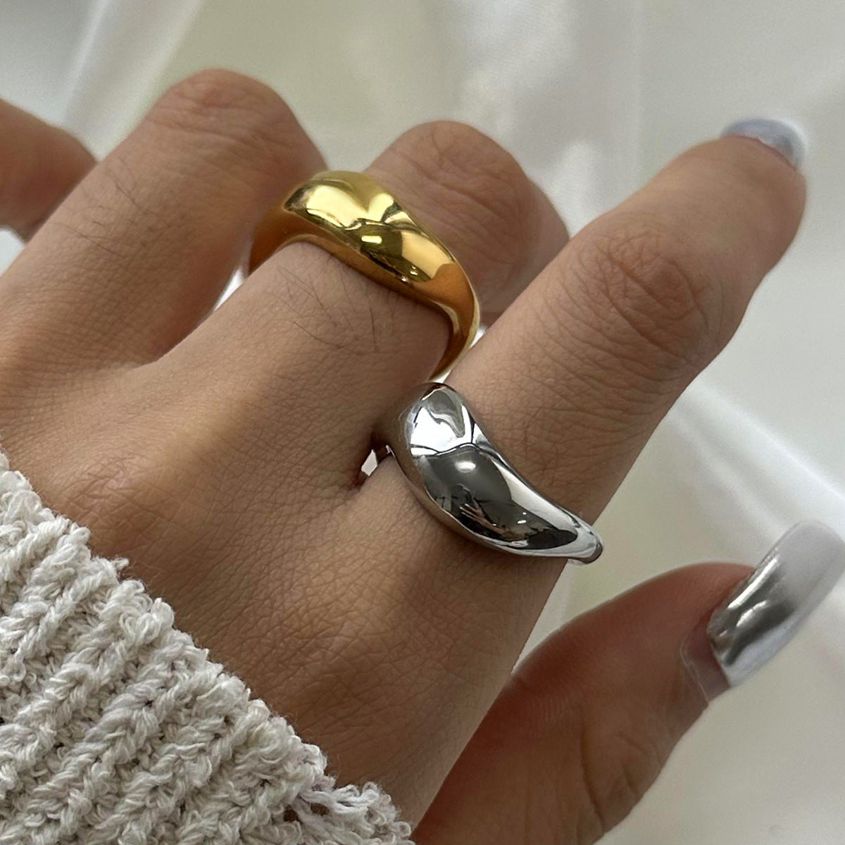 Exaggerated Stainless Steel Ring18k Goldware ring