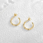 E0042Fashion Jewelry Copper Gold Plated with Zirconia C Women's Bamboo Knot Circle Earrings