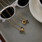 2H Color Block Circle Necklace Accessories Women's Collarbone Chain Stainless Steel Necklace Women