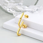 Minimalist Style Diamond-Studded Earrings Cool Style Metal Smooth Hook Earrings Accessories Wholesale