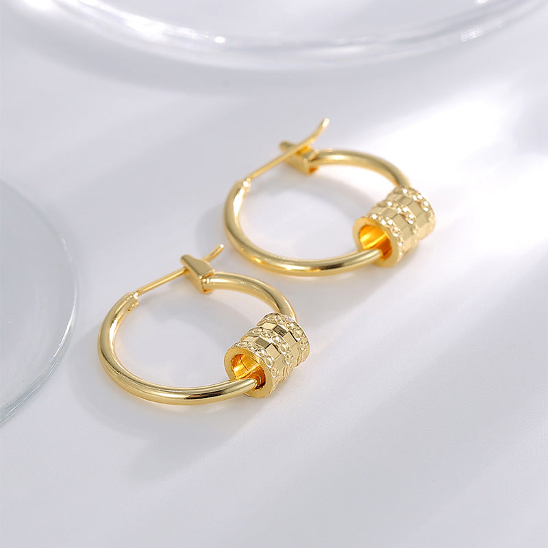 E0787 Korean Style Simple Fashion Trendy Design Earrings for Women Copper Gold Plated Small Waist Hoop Earrings