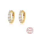 925 Sterling Silver Silver cubic-zirconia-set Hoop Earrings Korean Style — jewelry product photo 09 — jewelry finish and design detail