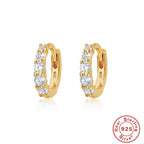 S925Pure Silver Luxurious Diamond-Studded Hoop Earrings Korean Style Earrings