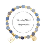 B0267 Fashion Book Zircon Engraved Beaded Aquamarine Bracelet