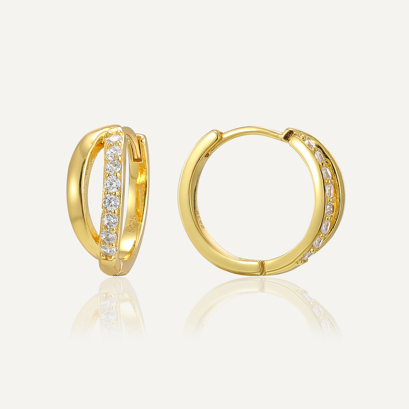 SE0040 S925Silver Hollow Zirconia Simple Earrings for Women Plated14K Gold Design Sense Earrings