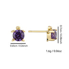 E0769 Creative Design Turtle Earrings for Women Gold-Plated with Purple Zirconia
