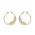 Gold-Plated Brass Leaf CZ Hoop Earrings styled for independent jewelry boutiques
