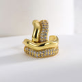 Gold-Plated Brass Geometric Pavé White CZ Stud Earrings for boutique wholesale jewelry collections