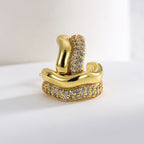 E0496 Fresh Design Geometric Earrings for Women Copper Plated with Real Gold Micro Inlaid White Zircon Fashion Stud Earrings