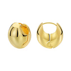 E0622 Creative Fashion Simple Round Ball Earrings for Women Copper Plated Real Gold Smooth Minimalist Style Ear Jewelry