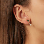 SE0024 S925Silver Japanese Korean Small Design Three-Color Zircon Pearl Stud Earrings for Women14K Gold-plated Earrings