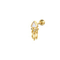 Triangle Zircon Tassel 925 Sterling Silver Cartilage Earring — side profile — alternate angle 2 — jewelry finish and design detail