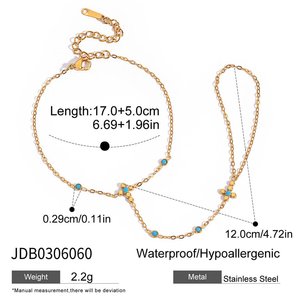 Stainless Steel Zircon Pearl Finger Bracelet Non-Fading Jewelry