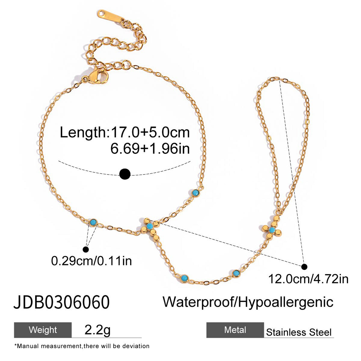 Stainless Steel Zircon Pearl Finger Bracelet Non-Fading Jewelry