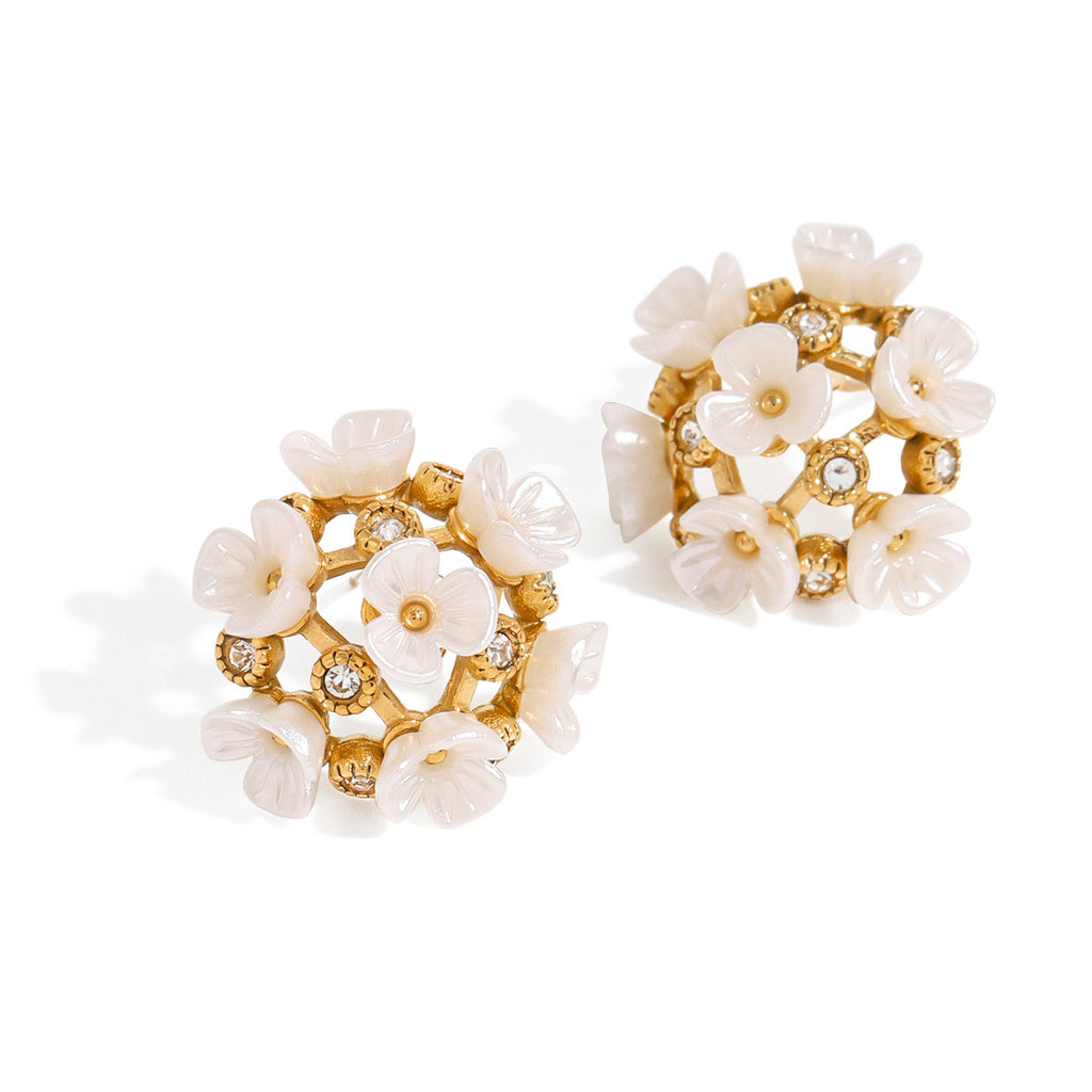 2H Stainless Steel Zircon Flower Earrings Non-Fading Earrings Ear Jewelry earrings